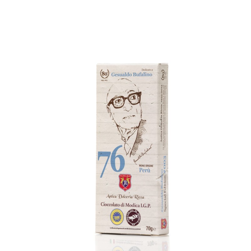 Cioccolato di Modica IGP 76% cacao Perù - Antica Dolceria Rizza shop online enoteca a Sorrento - Enoteca Il Grappolo Sorrento